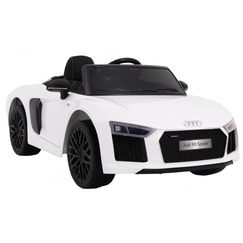 Audi R8 Spyder na batériu Biely + Ovládač + EVA + Pomalý štart + Rádio MP3 + LED