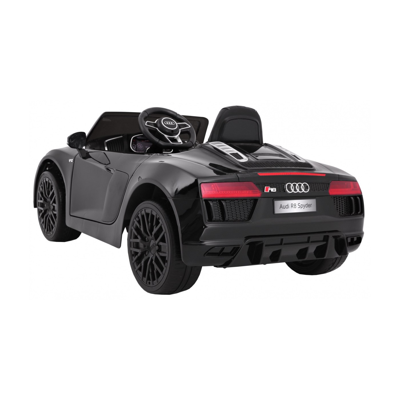 Audi R8 Spyder na batériu Čierny + Ovládač + EVA + Pomalý štart + Rádio MP3 + LED