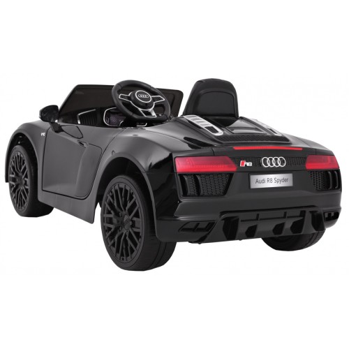 Audi R8 Spyder na batériu Lakovaný Čierny + Ovládač + EVA + Pomalý štart + Rádio MP3 + LED