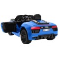 Audi R8 Spyder na batériu Lakovaný Modrý + Ovládač + EVA + Pomalý štart + Rádio MP3 + LED