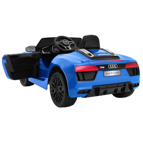 Audi R8 Spyder na batériu Lakovaný Modrý + Ovládač + EVA + Pomalý štart + Rádio MP3 + LED