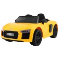 Audi R8 Spyder na batériu Žltý + Ovládač + EVA + Pomalý štart + Rádio MP3 + LED
