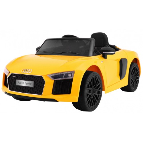 Audi R8 Spyder na batériu Žltý + Ovládač + EVA + Pomalý štart + Rádio MP3 + LED