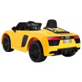 Audi R8 Spyder na batériu Žltý + Ovládač + EVA + Pomalý štart + Rádio MP3 + LED