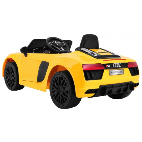 Audi R8 Spyder na batériu Žltý + Ovládač + EVA + Pomalý štart + Rádio MP3 + LED