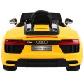 Audi R8 Spyder na batériu Žltý + Ovládač + EVA + Pomalý štart + Rádio MP3 + LED