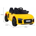 Audi R8 na batériu pre deti Žltý + Ovládač + EVA + Pomalý štart + MP3 LED