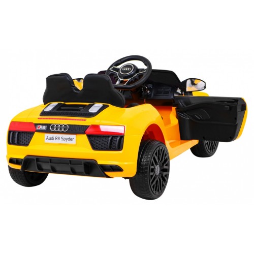 Audi R8 na batériu pre deti Žltý + Ovládač + EVA + Pomalý štart + MP3 LED