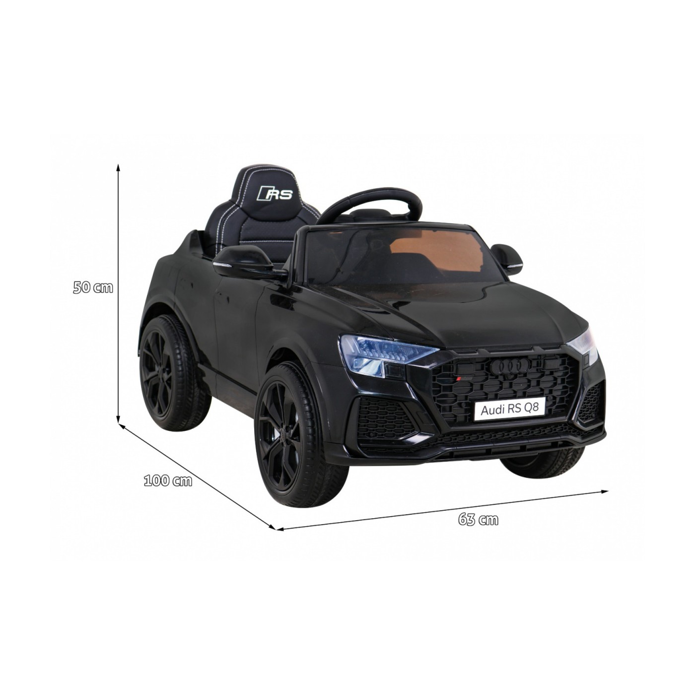 Audi RS Q8 Autíčko na batériu Čierny + Ovládač + Pomalý štart + EVA + LED + MP3 USB