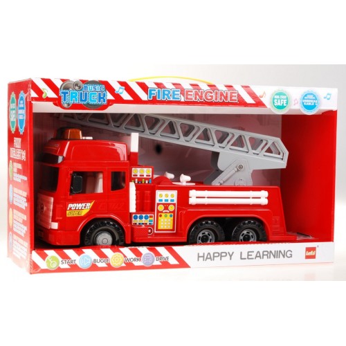 Interaktívne požiarnicke autíčko pre deti 3+ Auto s rebríkom + Pohyblivé časti + Zvuky Svetlá
