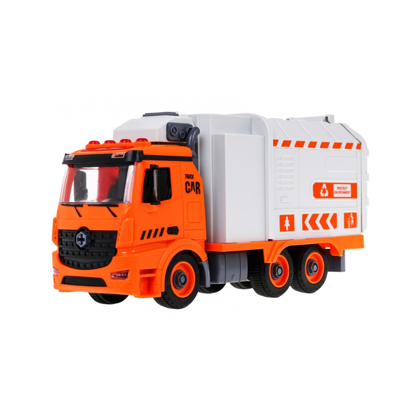 Interaktívne smetiarske auto pre deti 3+ Výučba ekológie + 4 kontajnery + Karta so smetím