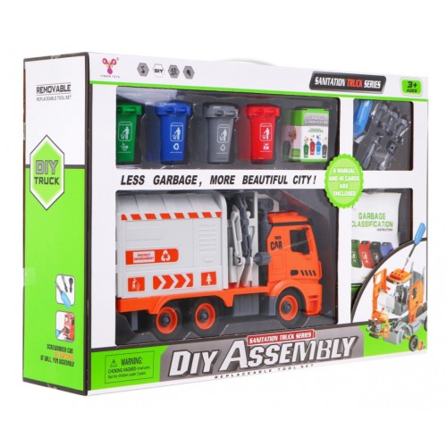 Interaktívne smetiarske auto pre deti 3+ Výučba ekológie + 4 kontajnery + Karta so smetím
