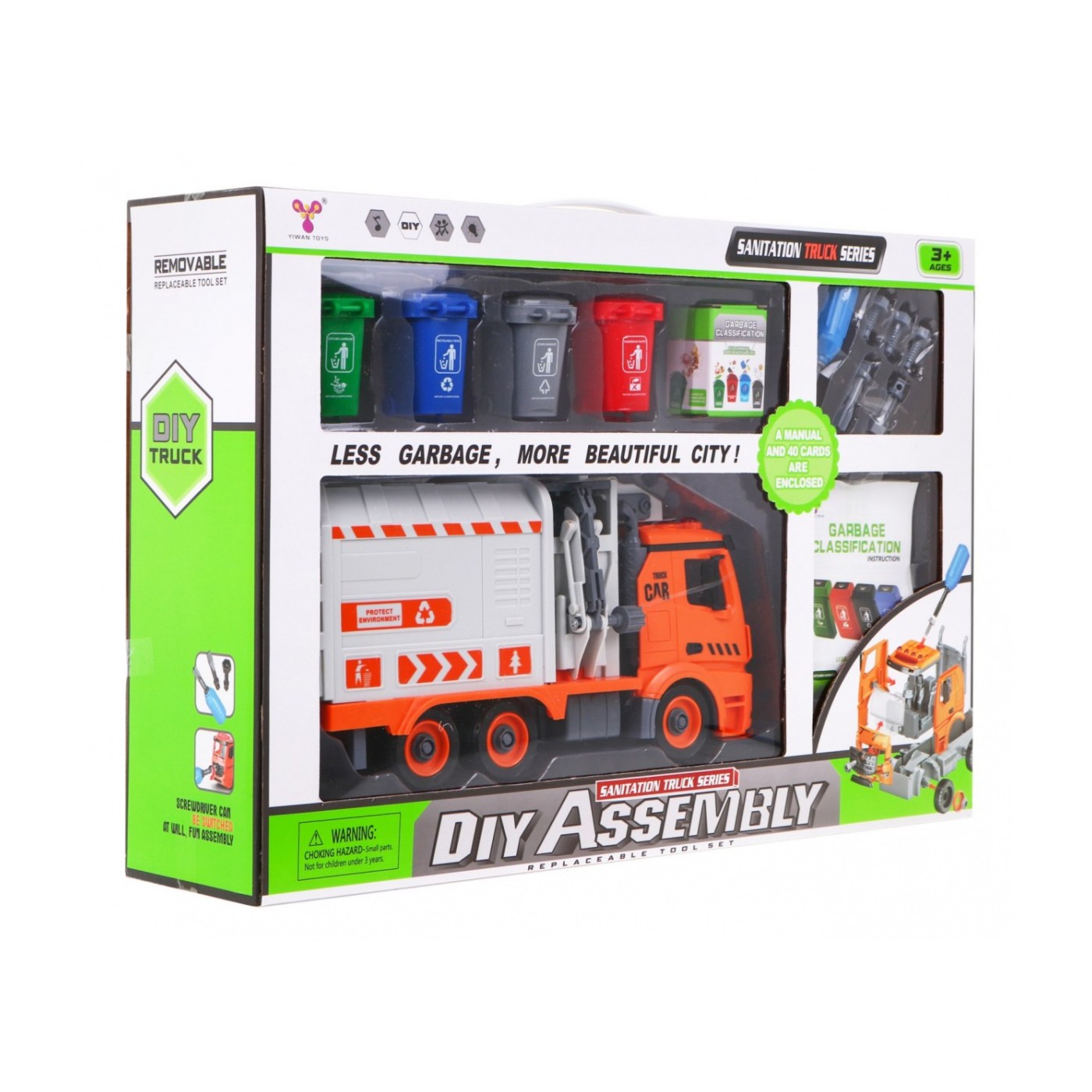 Interaktívne smetiarske auto pre deti 3+ Výučba ekológie + 4 kontajnery + Karta so smetím