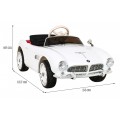 Autíčko BMW 507 Retro elektrické pre deti Biele + Audio LED + Ovládač + Ekokoža + EVA + Pomalý štart