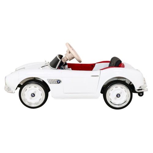 Autíčko BMW 507 Retro elektrické pre deti Biele + Audio LED + Ovládač + Ekokoža + EVA + Pomalý štart