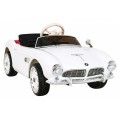 Autíčko BMW 507 Retro elektrické pre deti Biele + Audio LED + Ovládač + Ekokoža + EVA + Pomalý štart