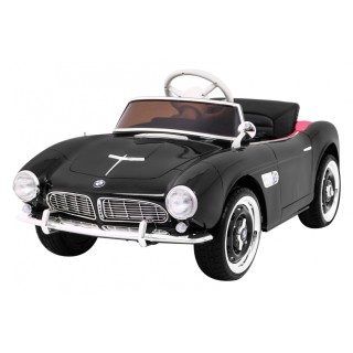 Autíčko BMW 507 Retro elektrické pre deti Čierne + Audio LED + Ovládač + Ekokoža + EVA + Pomalý štart