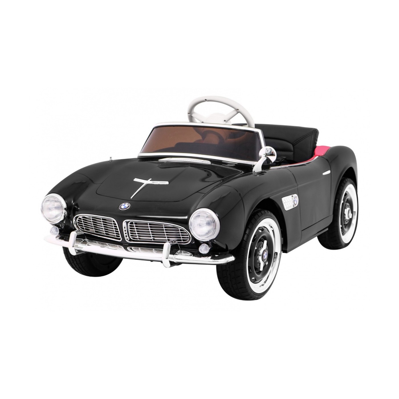 Autíčko BMW 507 Retro elektrické pre deti Čierne + Audio LED + Ovládač + Ekokoža + EVA + Pomalý štart