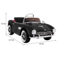 Autíčko BMW 507 Retro elektrické pre deti Čierne + Audio LED + Ovládač + Ekokoža + EVA + Pomalý štart