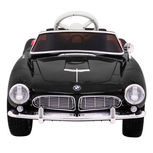 Autíčko BMW 507 Retro elektrické pre deti Čierne + Audio LED + Ovládač + Ekokoža + EVA + Pomalý štart