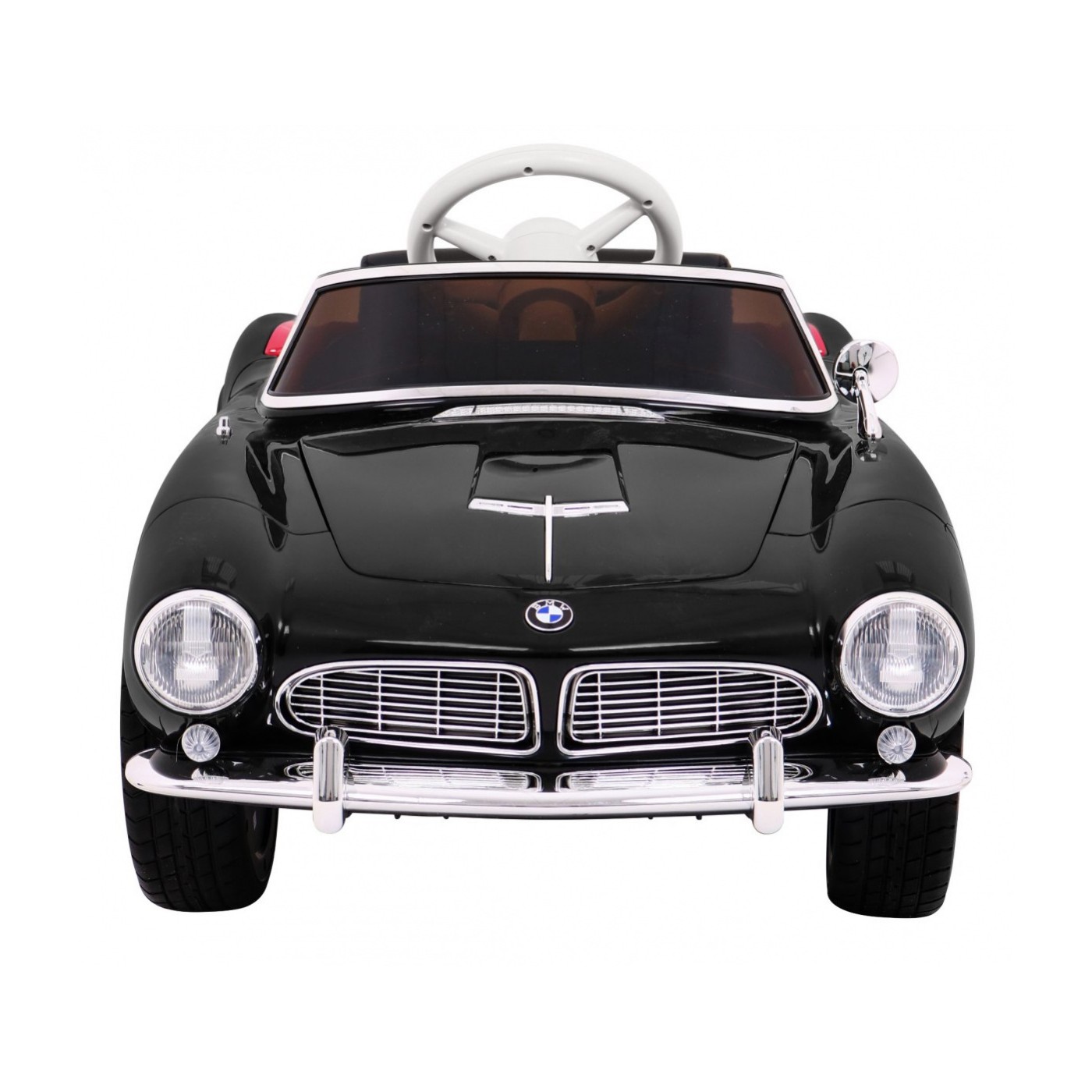 Autíčko BMW 507 Retro elektrické pre deti Čierne + Audio LED + Ovládač + Ekokoža + EVA + Pomalý štart