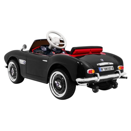 Autíčko BMW 507 Retro elektrické pre deti Čierne + Audio LED + Ovládač + Ekokoža + EVA + Pomalý štart