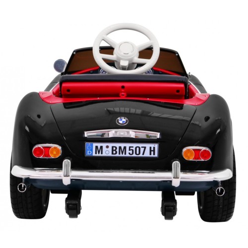 Autíčko BMW 507 Retro elektrické pre deti Čierne + Audio LED + Ovládač + Ekokoža + EVA + Pomalý štart