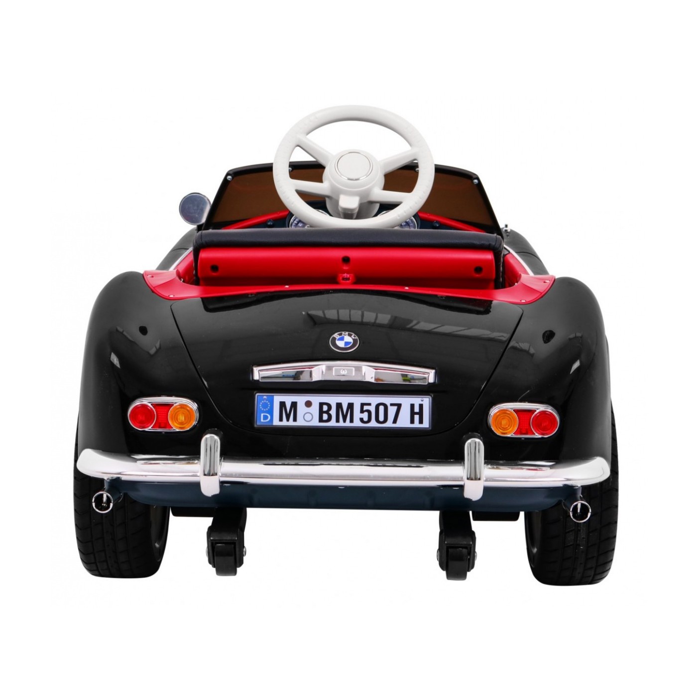 Autíčko BMW 507 Retro elektrické pre deti Čierne + Audio LED + Ovládač + Ekokoža + EVA + Pomalý štart