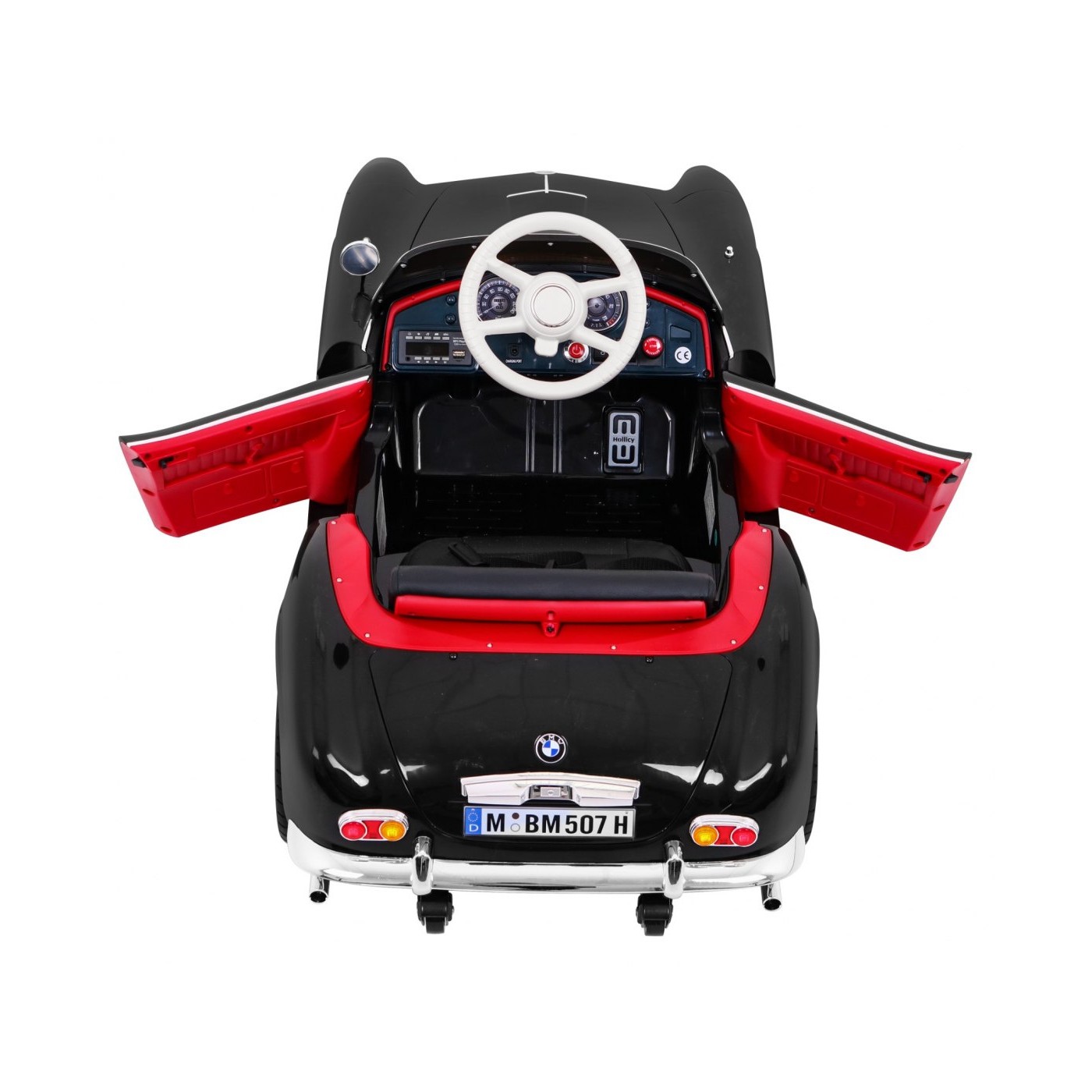 Autíčko BMW 507 Retro elektrické pre deti Čierne + Audio LED + Ovládač + Ekokoža + EVA + Pomalý štart