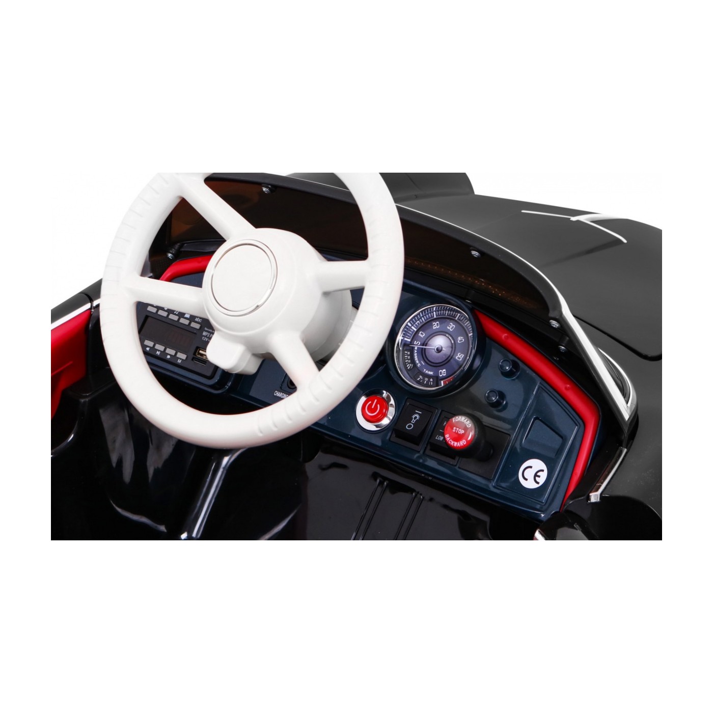 Autíčko BMW 507 Retro elektrické pre deti Čierne + Audio LED + Ovládač + Ekokoža + EVA + Pomalý štart