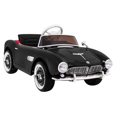 Autíčko BMW 507 Retro elektrické pre deti Čierne + Audio LED + Ovládač + Ekokoža + EVA + Pomalý štart