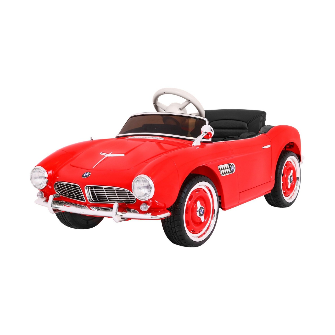 Autíčko BMW 507 Retro elektrické pre deti Červené + Audio LED + Ovládač + Ekokoža + EVA + Pomalý štart