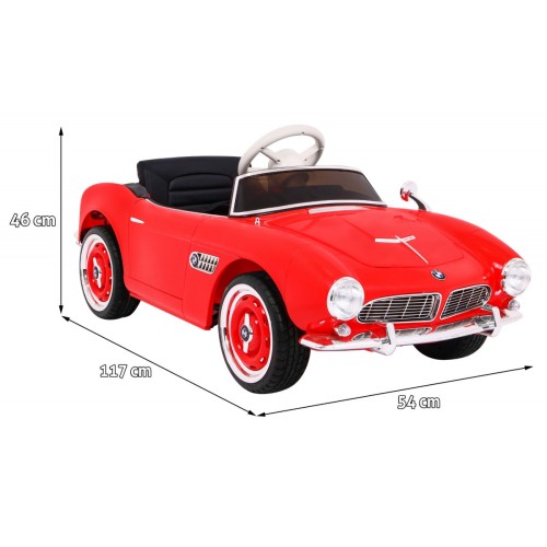 Autíčko BMW 507 Retro elektrické pre deti Červené + Audio LED + Ovládač + Ekokoža + EVA + Pomalý štart