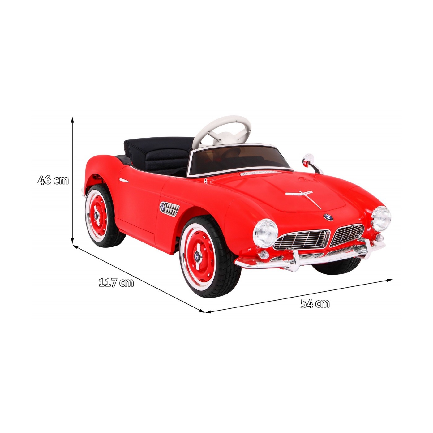Autíčko BMW 507 Retro elektrické pre deti Červené + Audio LED + Ovládač + Ekokoža + EVA + Pomalý štart
