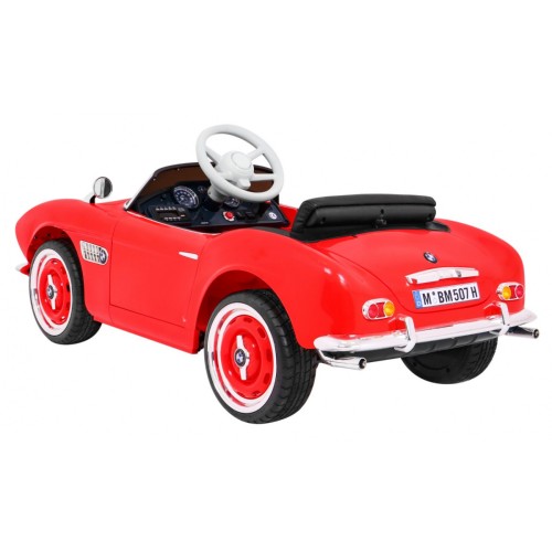 Autíčko BMW 507 Retro elektrické pre deti Červené + Audio LED + Ovládač + Ekokoža + EVA + Pomalý štart