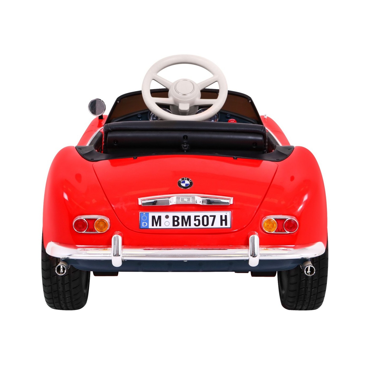Autíčko BMW 507 Retro elektrické pre deti Červené + Audio LED + Ovládač + Ekokoža + EVA + Pomalý štart