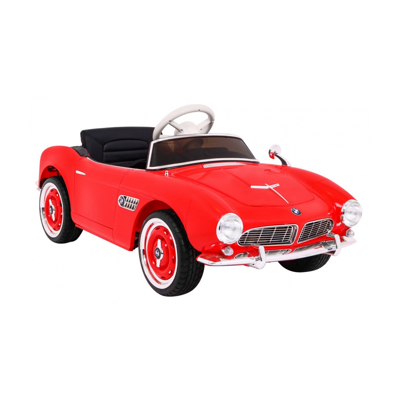 Autíčko BMW 507 Retro elektrické pre deti Červené + Audio LED + Ovládač + Ekokoža + EVA + Pomalý štart