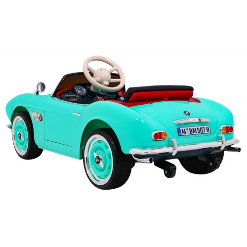 Autíčko BMW 507 Retro elektrické pre deti Zelené + Audio LED + Ovládač + Ekokoža + EVA + Pomalý štart