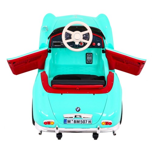 Autíčko BMW 507 Retro elektrické pre deti Zelené + Audio LED + Ovládač + Ekokoža + EVA + Pomalý štart