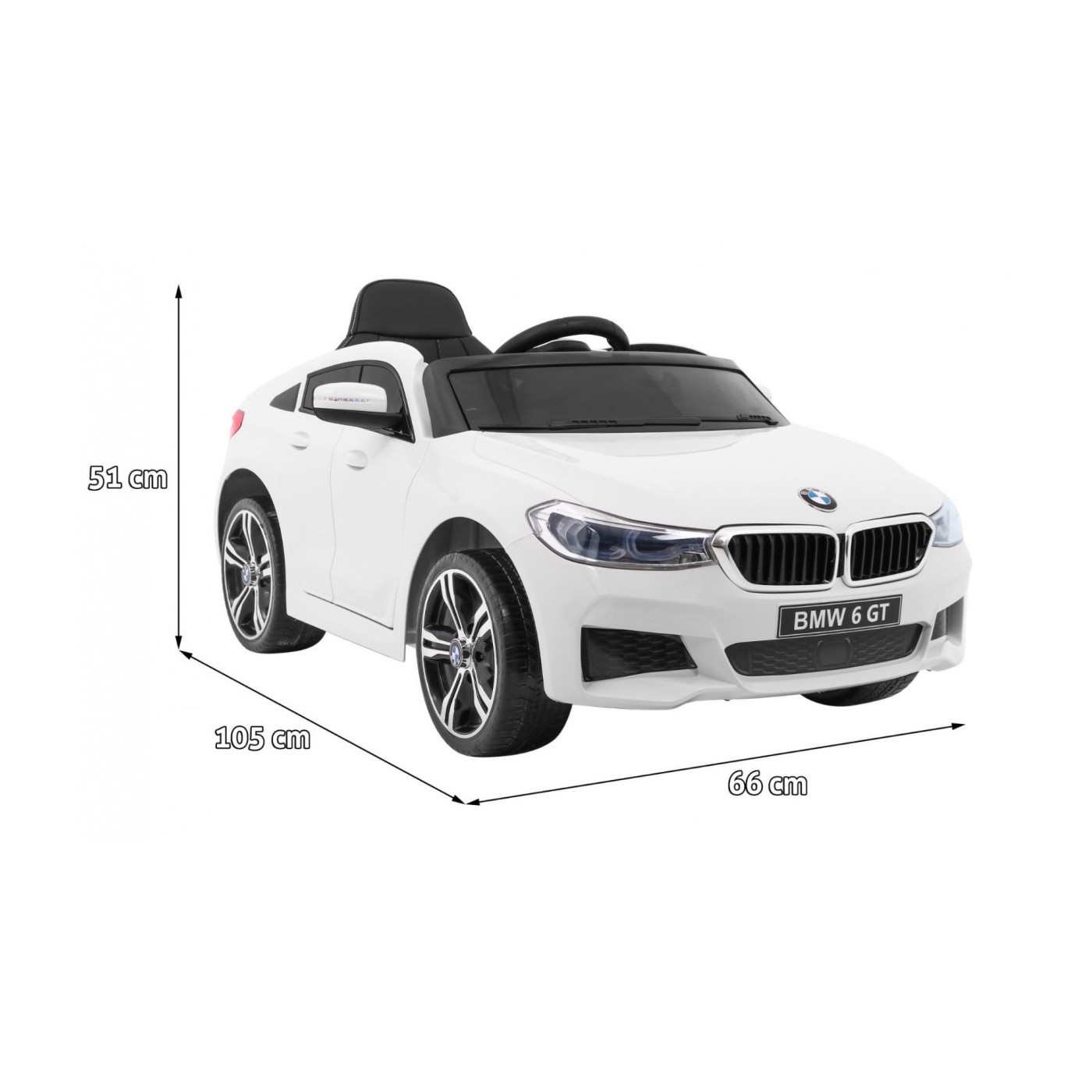 BMW 6 GT Autíčko na batériu Biele + Ovládač + Pomalý štart + EVA + Pásy + LED MP3