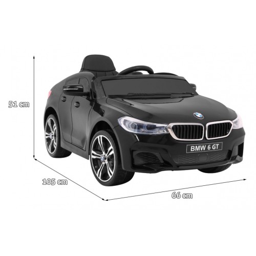 BMW 6 GT Autíčko na batériu Čierne + Ovládač + Pomalý štart + EVA + Pásy + LED MP3