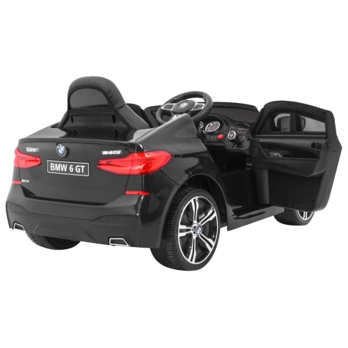 BMW 6 GT Autíčko na batériu Čierne + Ovládač + Pomalý štart + EVA + Pásy + LED MP3