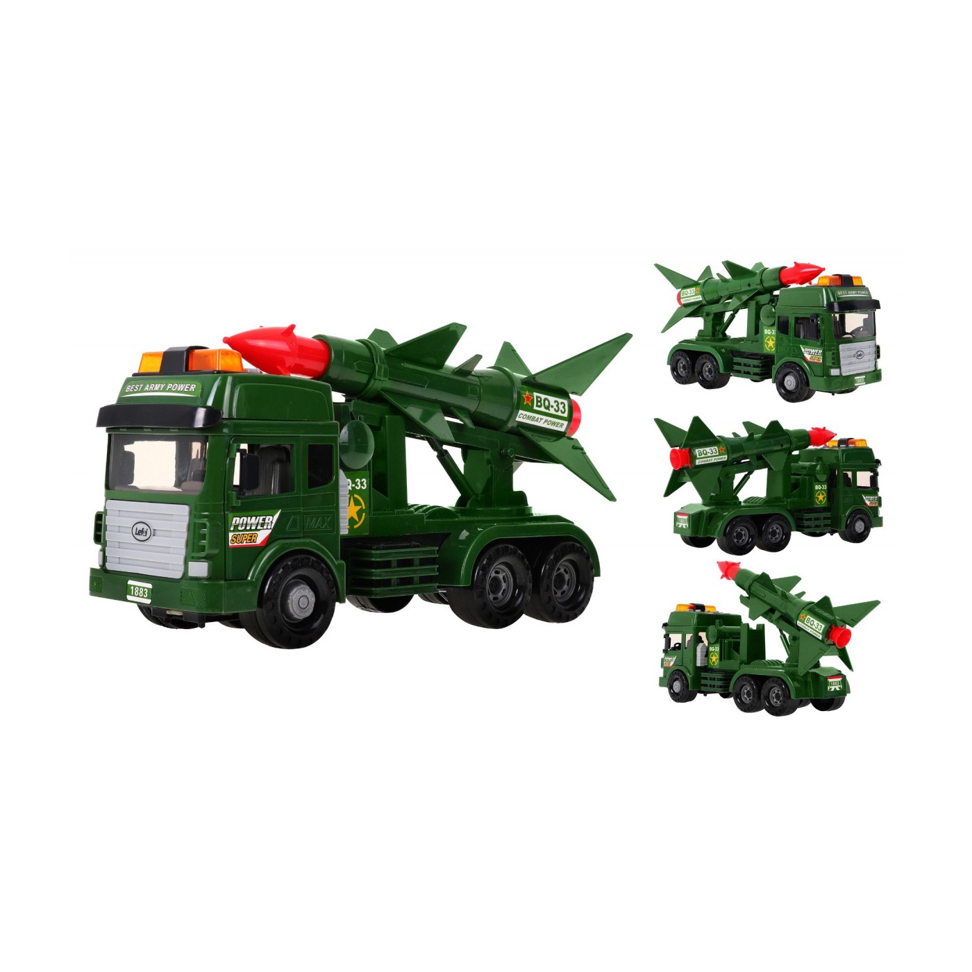 Autíčko vojenské s odpaľovaním rakiet Zvuky