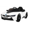 BMW I8 Lift Auto na batériu Biele + Ovládač + Pomalý štart + 3-bodové pásy + MP3 USB + LED