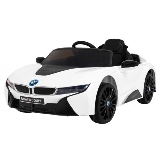 BMW I8 Lift Auto na batériu Biele + Ovládač + Pomalý štart + 3-bodové pásy + MP3 USB + LED