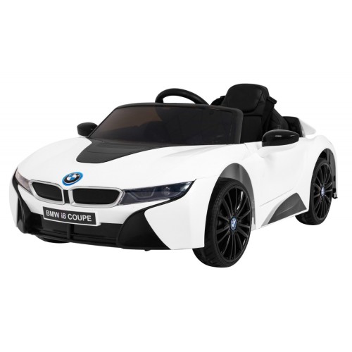 BMW I8 Lift Auto na batériu Biele + Ovládač + Pomalý štart + 3-bodové pásy + MP3 USB + LED