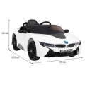 BMW I8 Lift Auto na batériu Biele + Ovládač + Pomalý štart + 3-bodové pásy + MP3 USB + LED