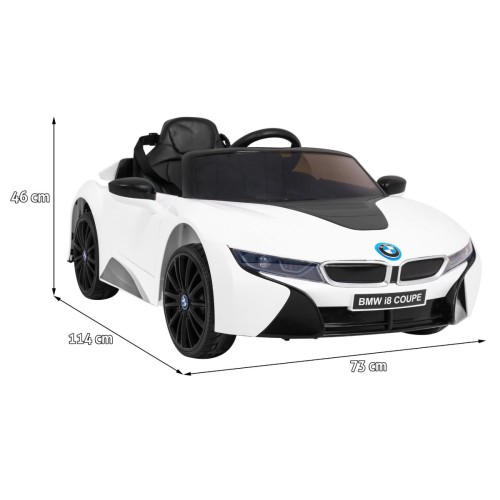 BMW I8 Lift Auto na batériu Biele + Ovládač + Pomalý štart + 3-bodové pásy + MP3 USB + LED