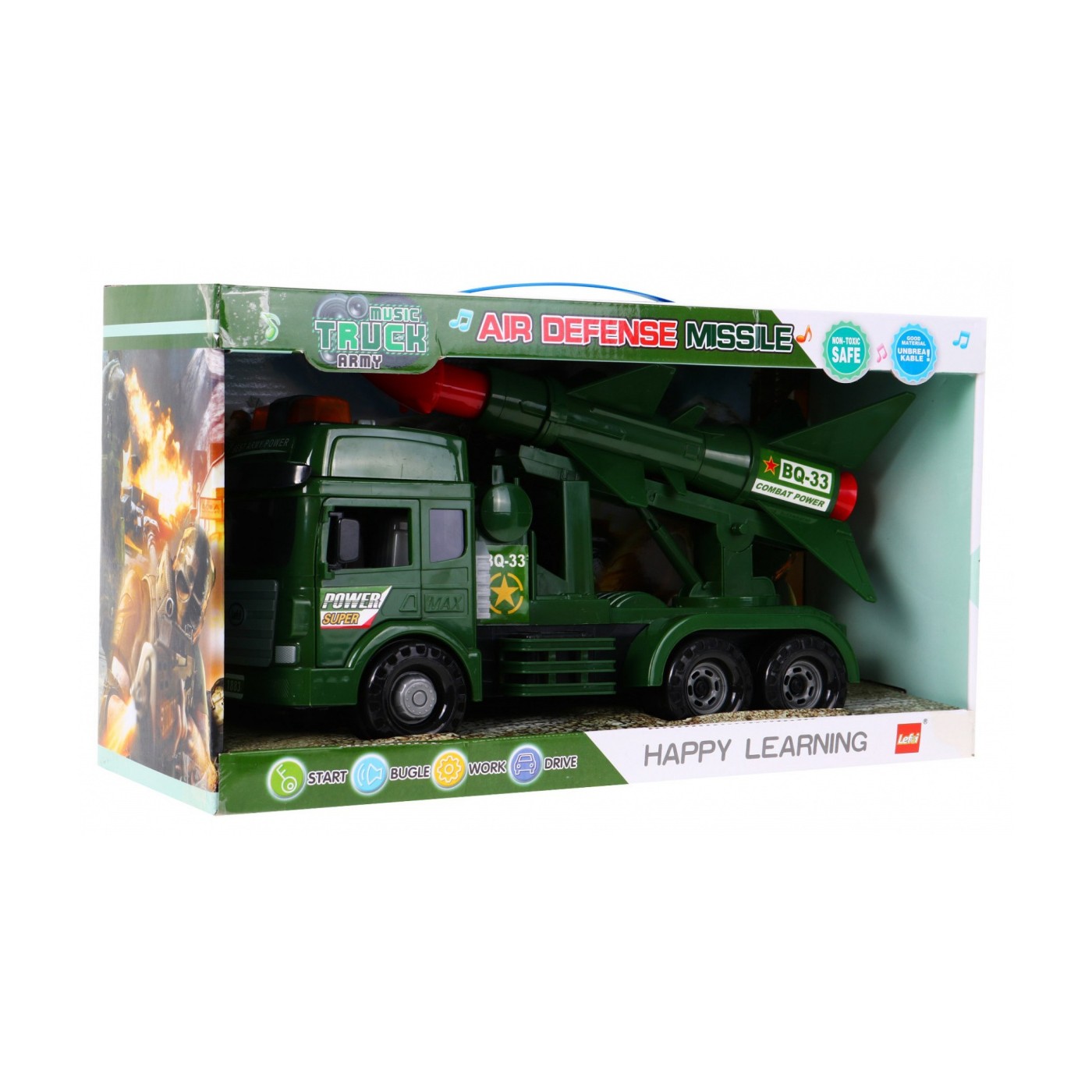 Autíčko vojenské s odpaľovaním rakiet Zvuky
