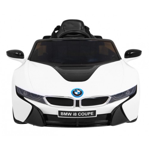 BMW I8 Lift Auto na batériu Biele + Ovládač + Pomalý štart + 3-bodové pásy + MP3 USB + LED
